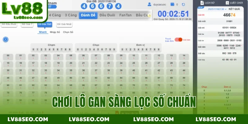 Chơi lô gan sàng lọc số chuẩn