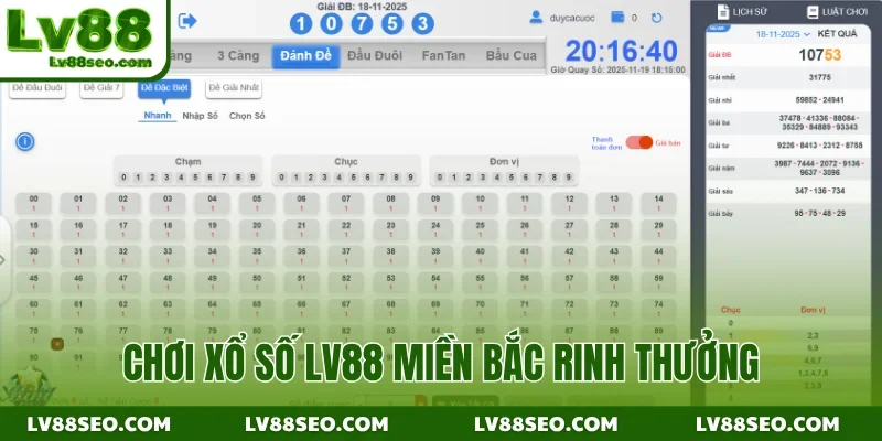 Chơi xổ số LV88 miền Bắc rinh thưởng